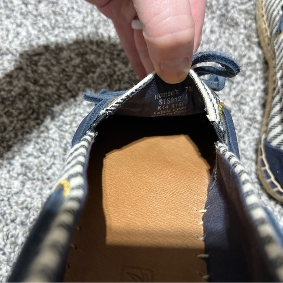 Sperry Slip On Navy Stripe Canvas Boat Shoe Size 7 M Loafers Nautical STS91274 - Picture 6 of 9